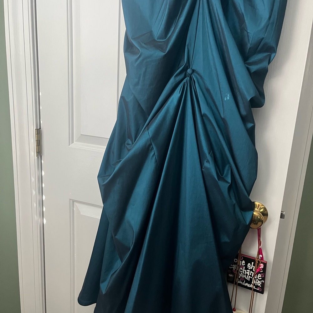 Saks Fifth Avenue Teal One Shoulder Dress